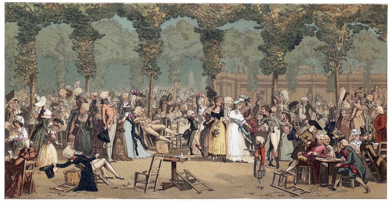 Die öffentliche Promenade am Palais Royal in Paris von Philibert-Louis (Philibert Louis) Debucourt (1755-1832) von French School