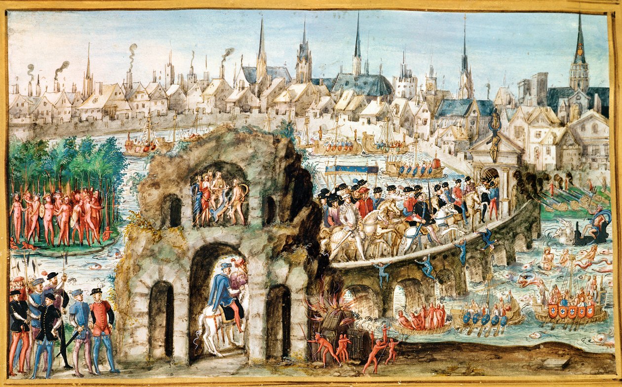 Das königliche Einzugsfest von Henri II. (1519-59) in Rouen, 1. Oktober 1550 von French School