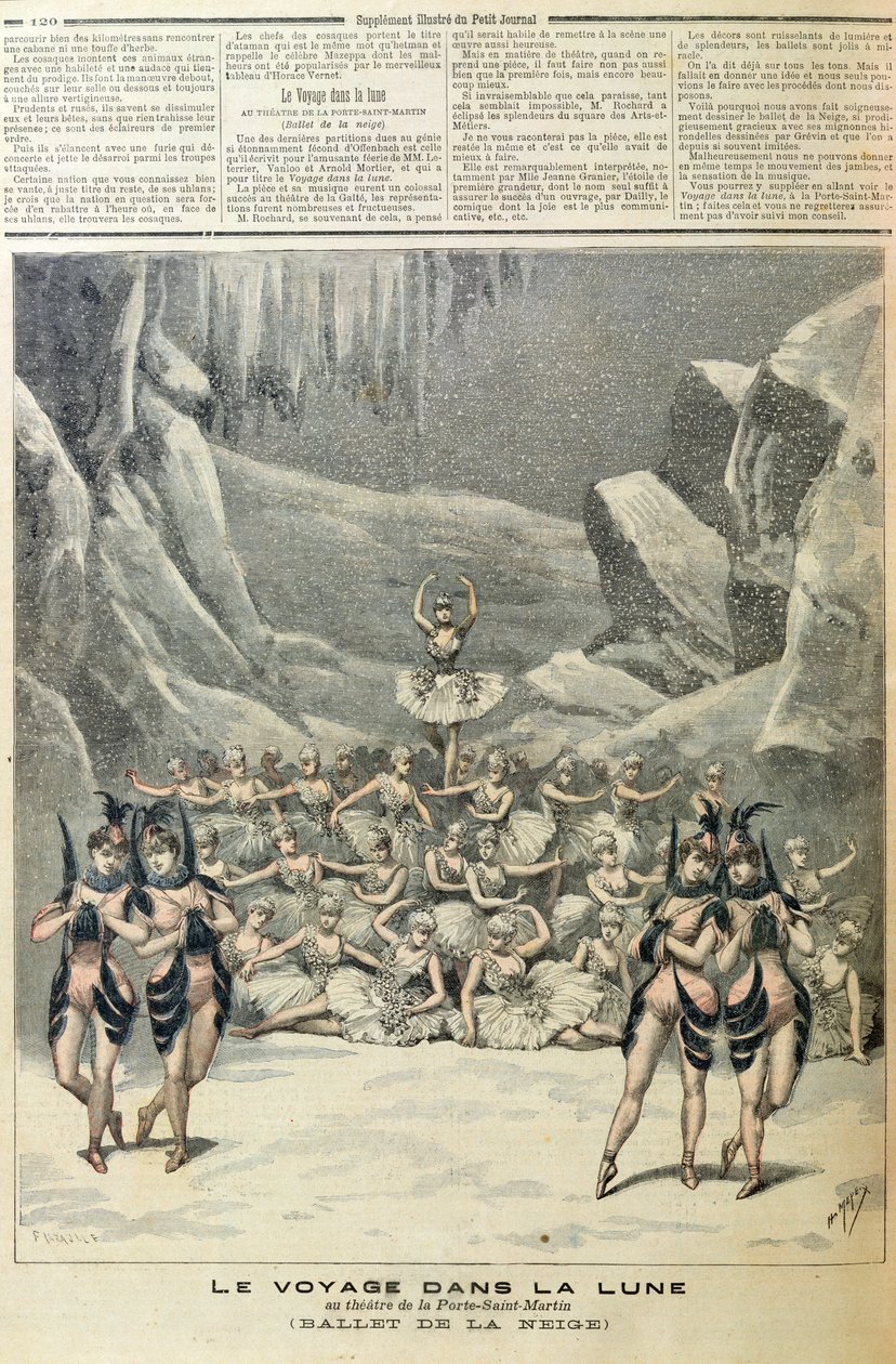 Das Schneeballett, aus Die Reise zum Mond von Jacques Offenbach, aus Le Petit Journal, 16. April 1892 von French School