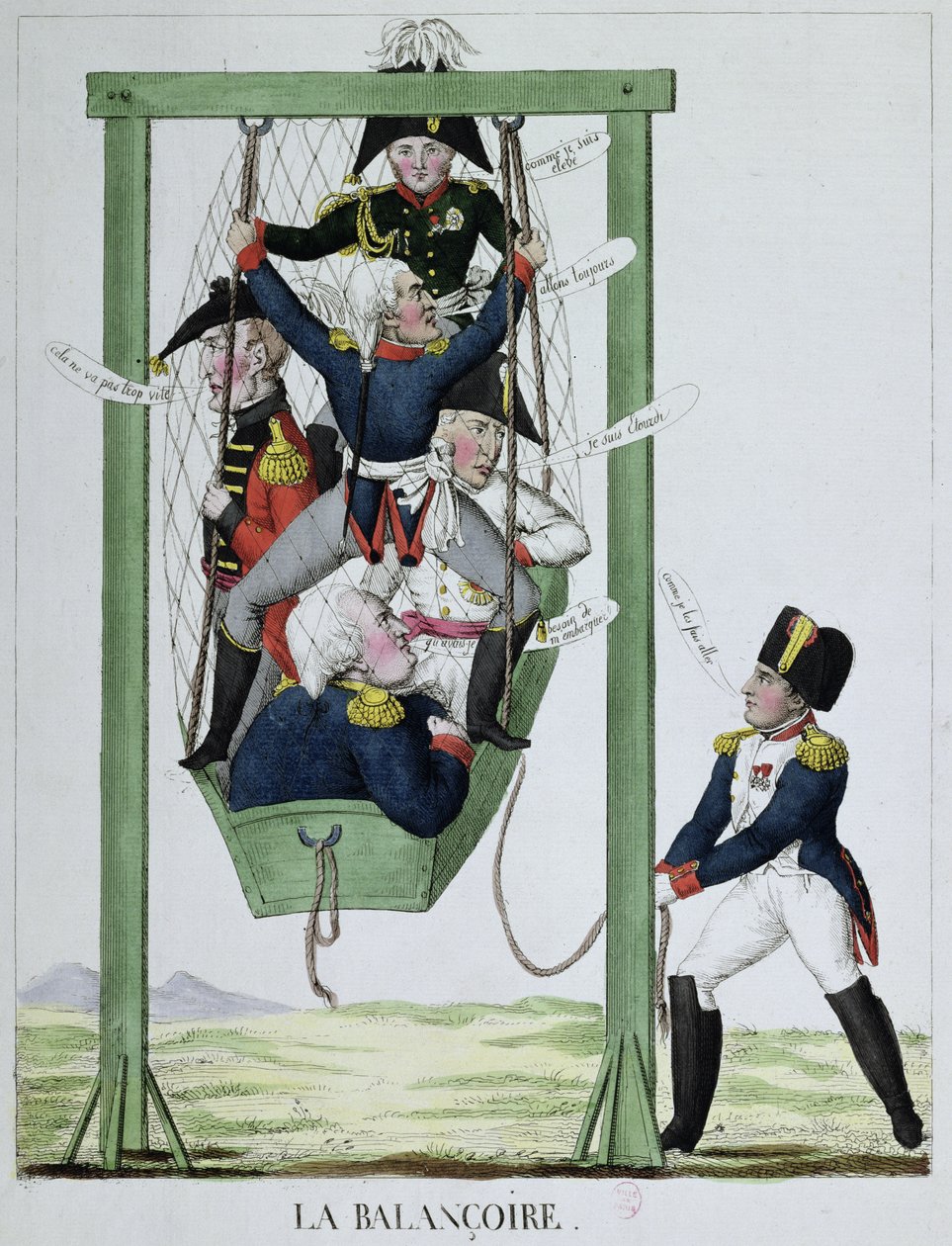 Die Schaukel, Karikatur von Napoleon, ca. 1814 von French School