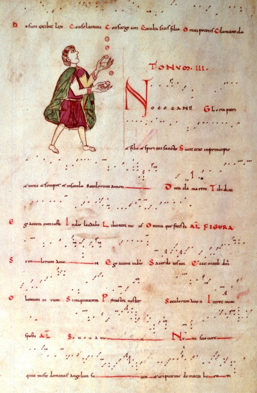 Der dritte Modus, aus einem Tonar in aquitanischer Notation von French School