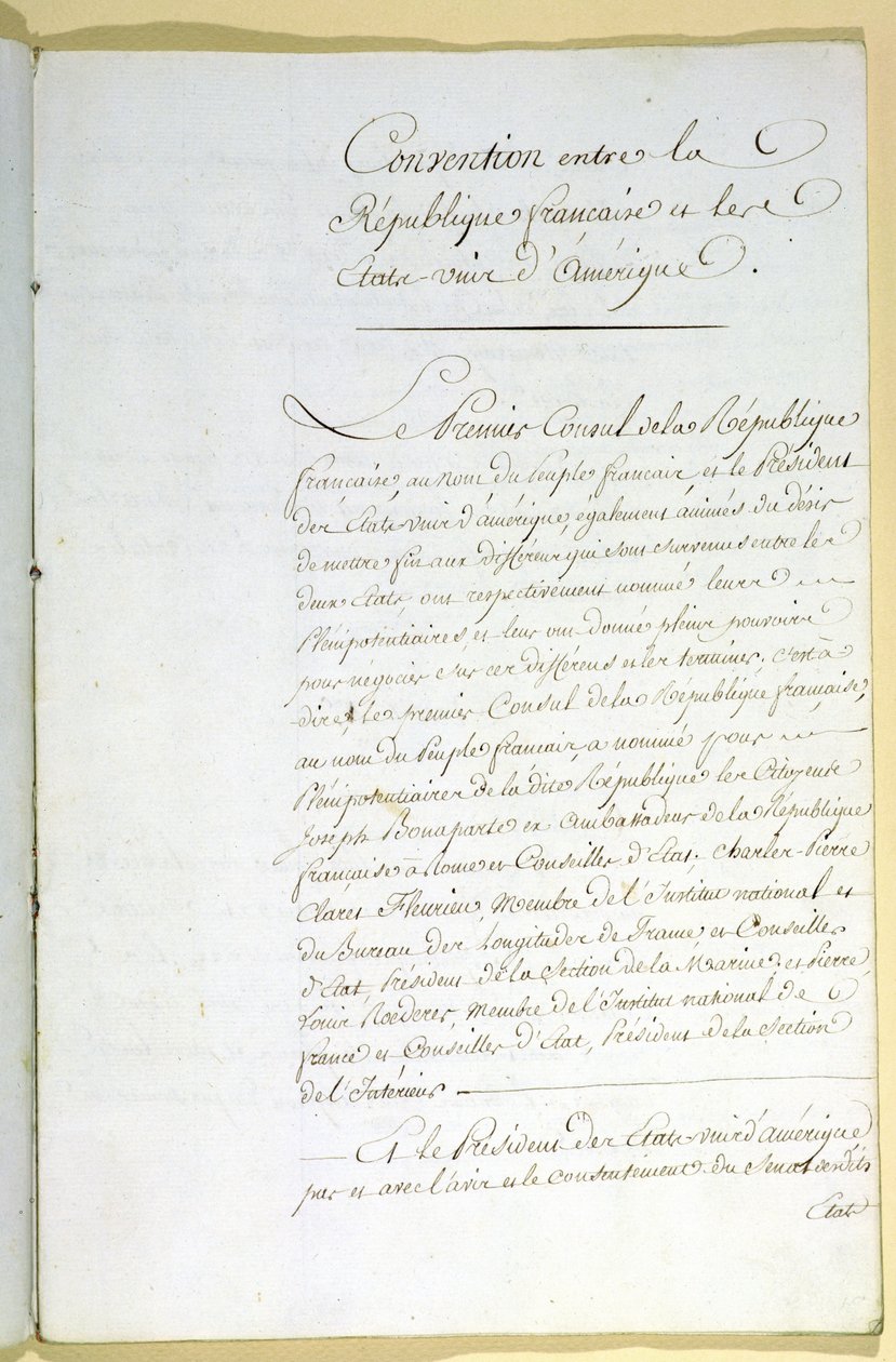 Der Vertrag von Mortefontaine, 30. September 1800 von French School
