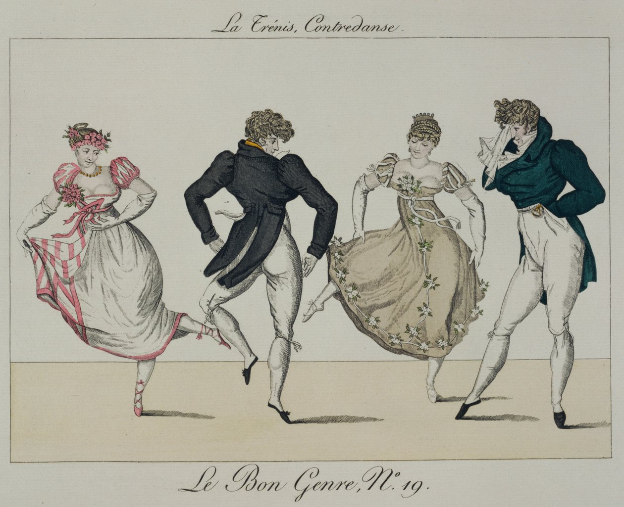 Der Trenis-Quadrille, Tafel 19 aus Le Bon Genre, 1805 von French School