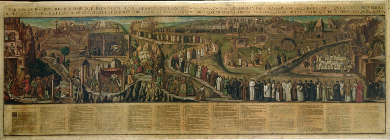 Die zwei Wege der Religion, Darstellung der Spaltung zwischen Protestantismus und Katholizismus von French School