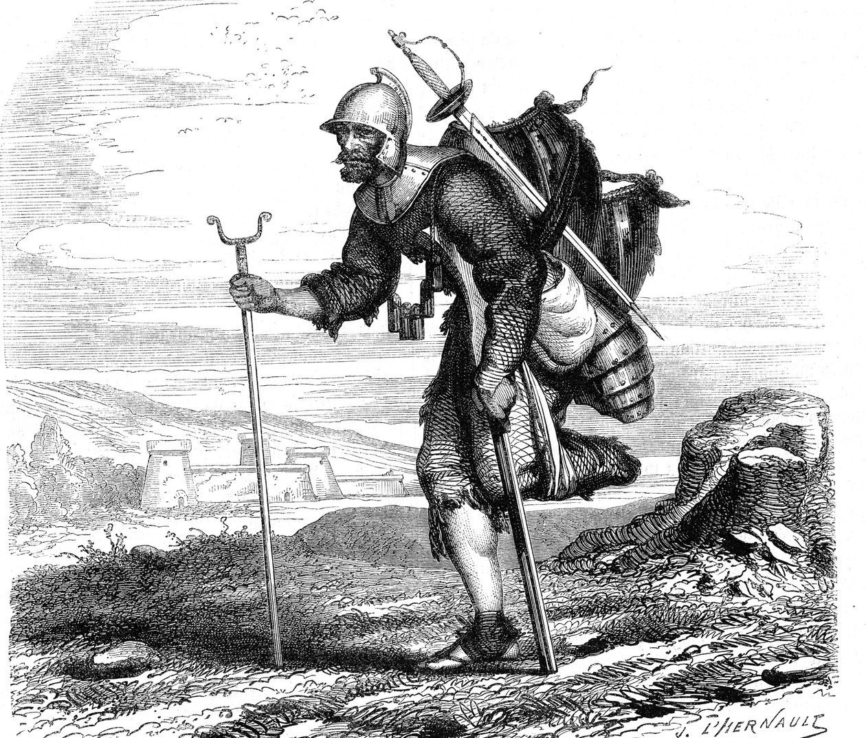 Der Krieg (Symbol) Landsknecht - Druck von J.M. Metelli 1867 von French School