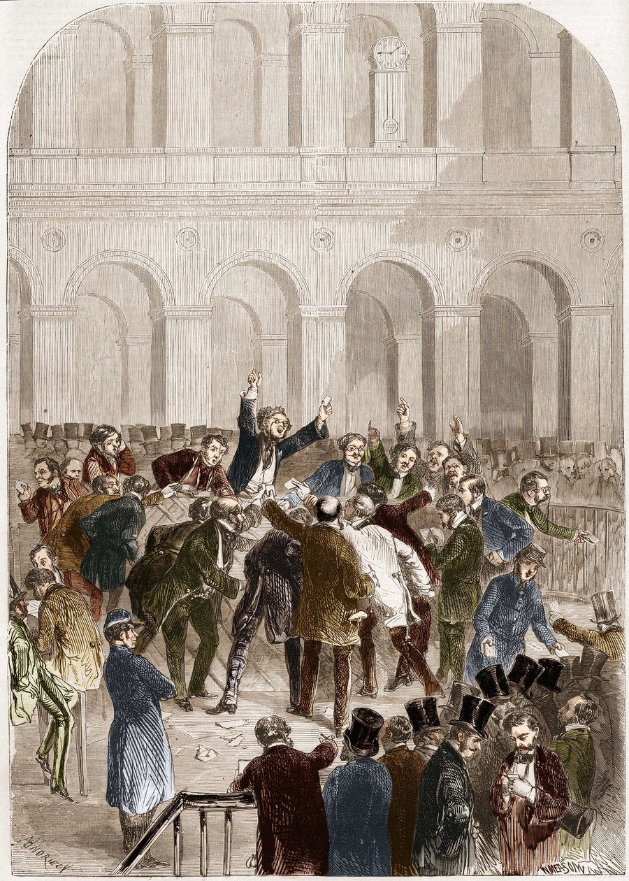 Der Korb der Pariser Börse im Jahr 1857 von French School