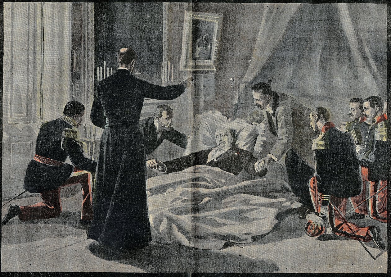 Der Tod von Felix Faure, Präsident von Frankreich, Abbe Renault erteilte ihm die Absolution von French School