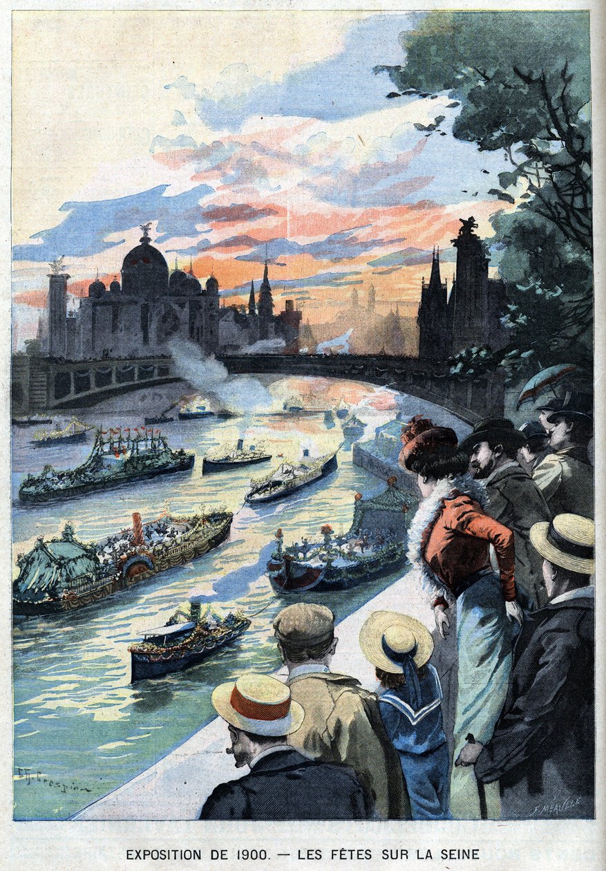 Die Feste an der Seine in Paris während der Weltausstellung 1900 - in "Le Petit Parisien" von French School