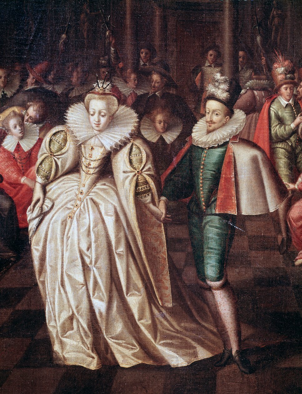 Das Ehepaar, Duc de Joyeuse und Margarete von Lothringen, Detail des Balls am 24. September von French School