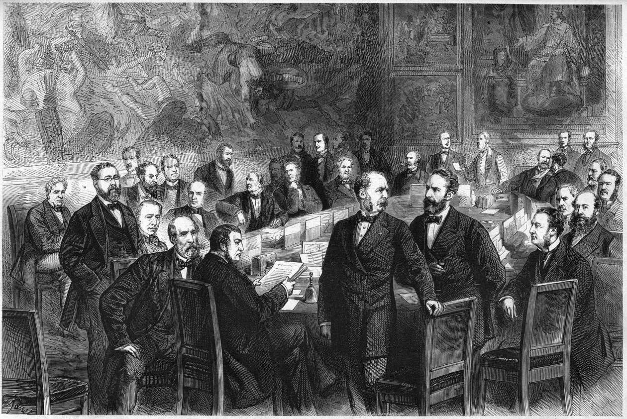Die Mitglieder der „Commission des Trente“: Jules Armand Dufaure, Felix de Tarteron, Louis Grivart, Lucien Brun, Edouard Lef von French School