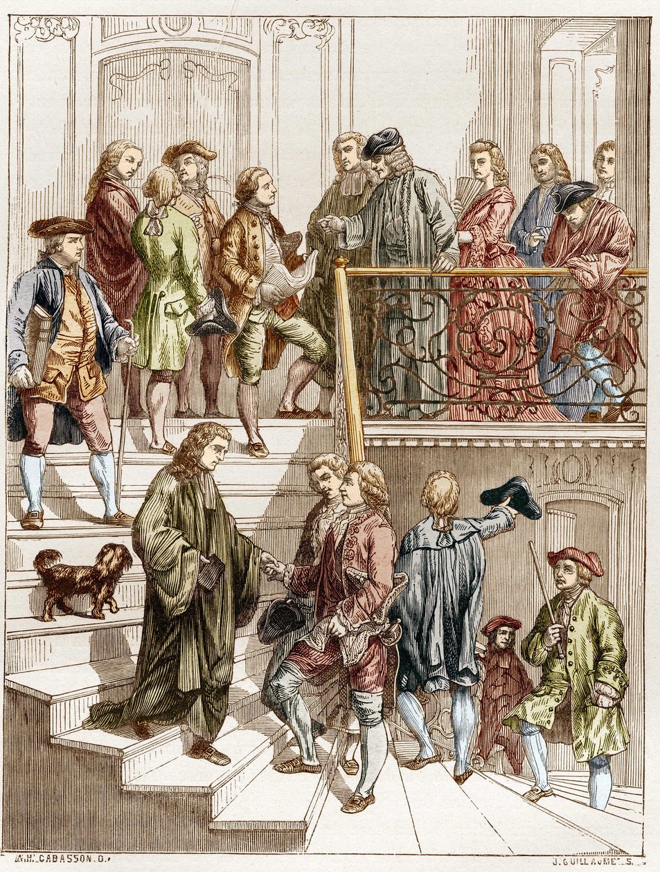 Die Philosophen des 18. Jahrhunderts auf der Treppe von Voltaire (Francois Marie Arouet dit) von French School