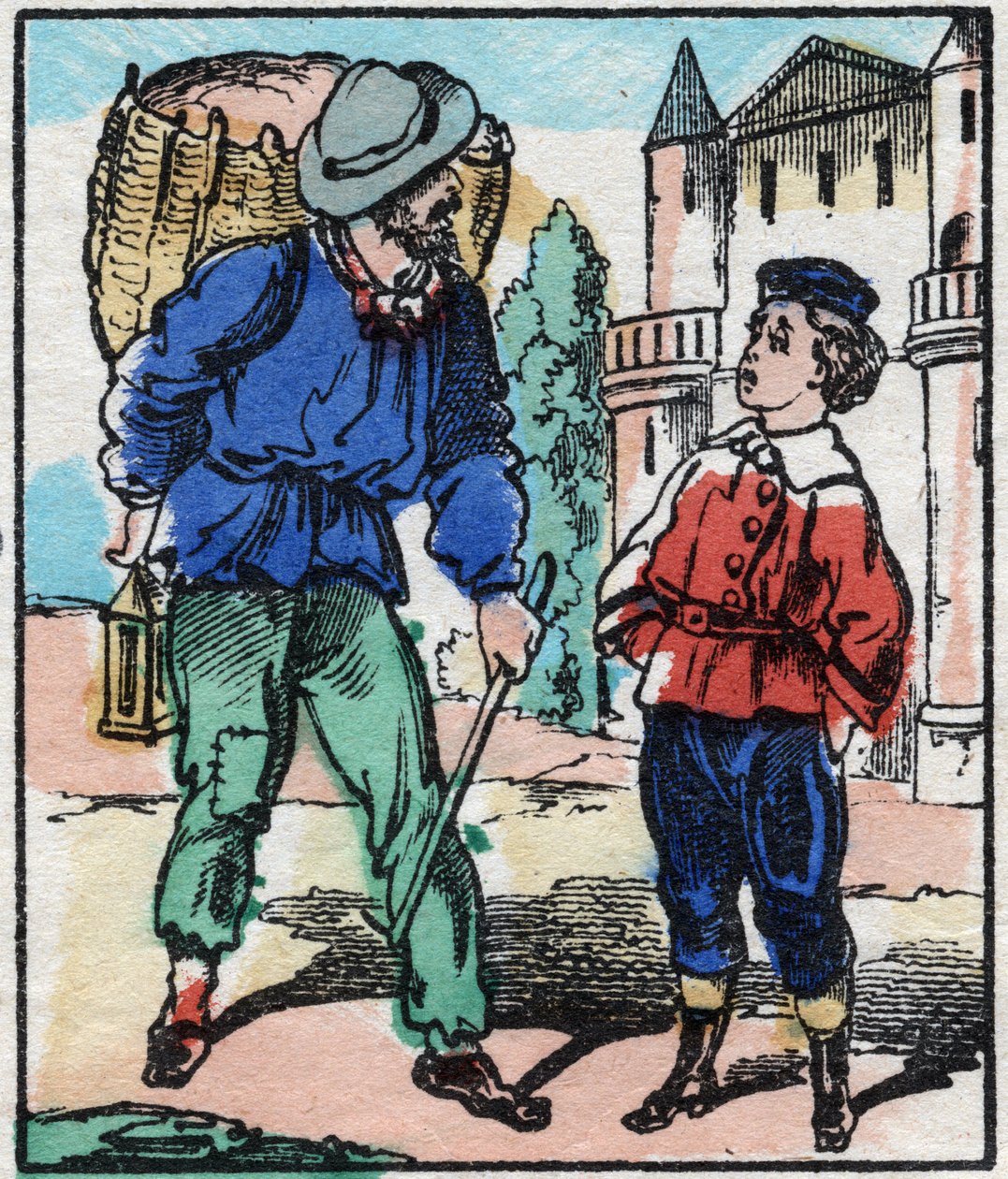 Der Lumpensammler. Gravur in „La chanson des metier“. Epinal-Bild, Ende des 19. Jahrhunderts. Private Sammlung von French School