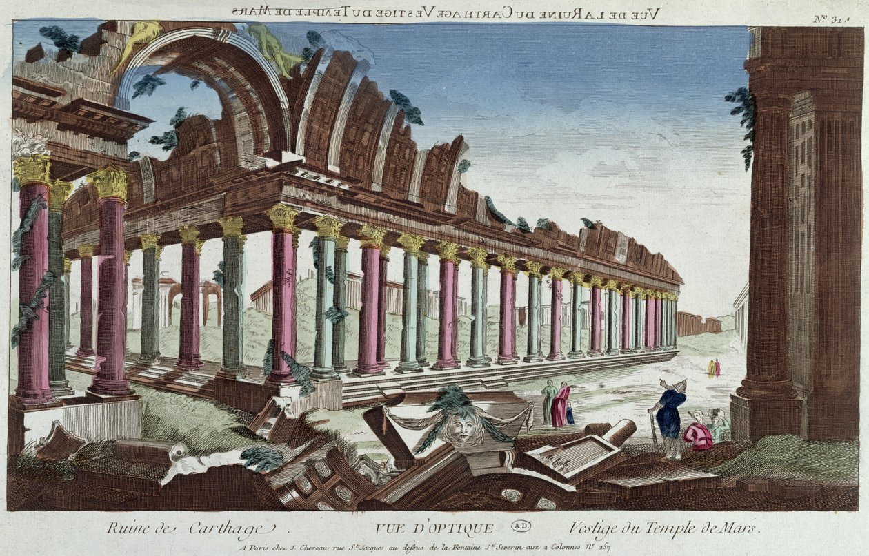 Die Überreste des Mars-Tempels unter den Ruinen von Karthago von French School