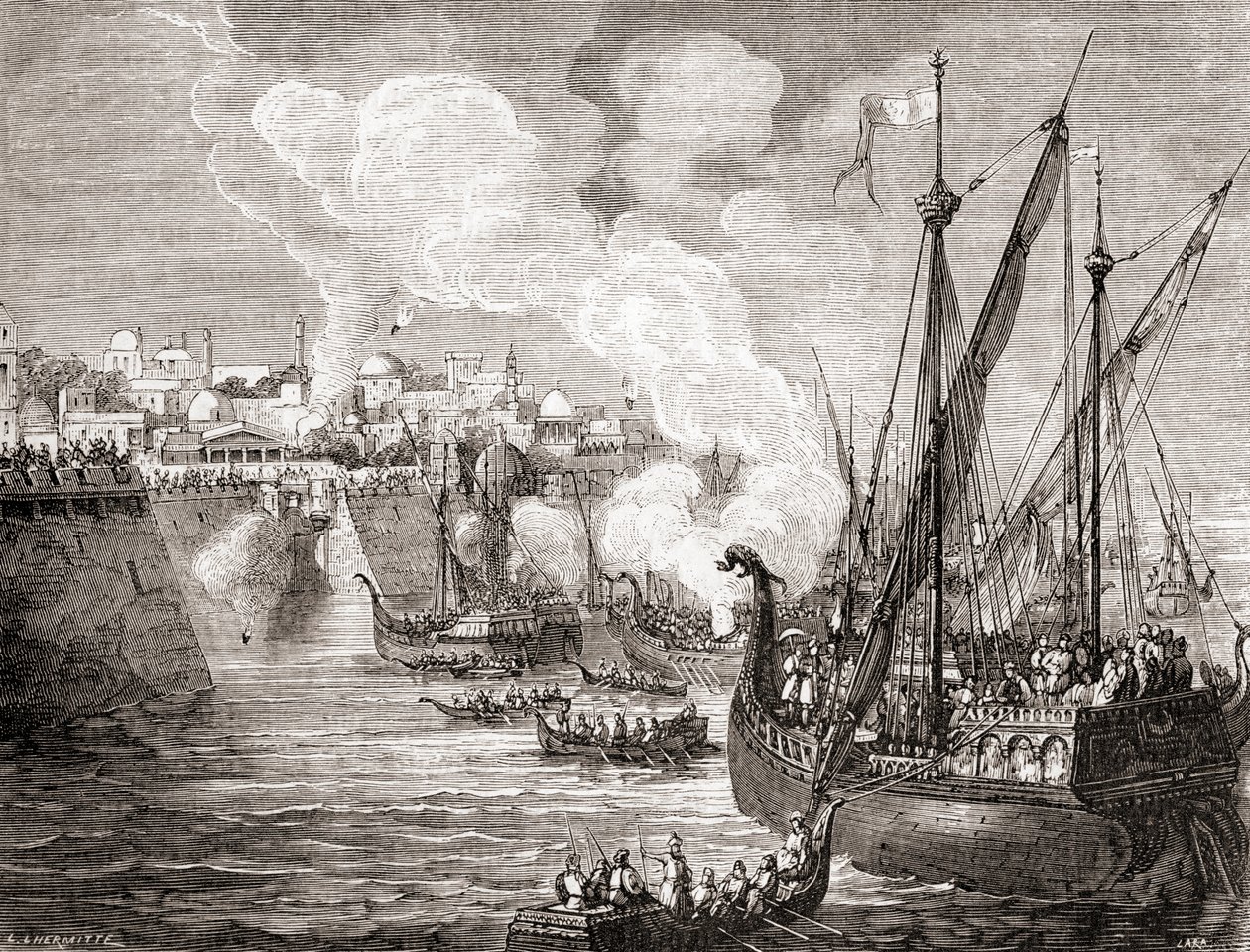 Die Belagerung von Konstantinopel im Jahr 1453 durch den osmanischen Sultan Mehmed II., aus 