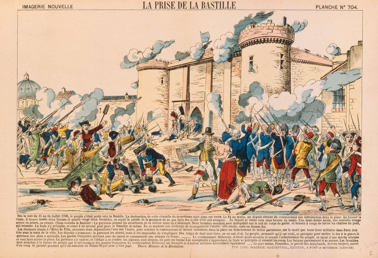 Die Einnahme der Bastille während der Französischen Revolution am 14. Juli 1789, veröffentlicht von Haguenthal, Pont-a-Mousson, 1840 von French School