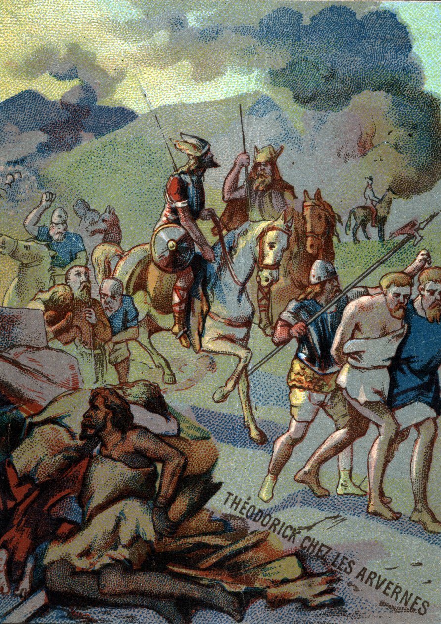 Theoderich, ältester Sohn von Chlodwig, bei den Arvernern (Auvergne) (532-533) von French School