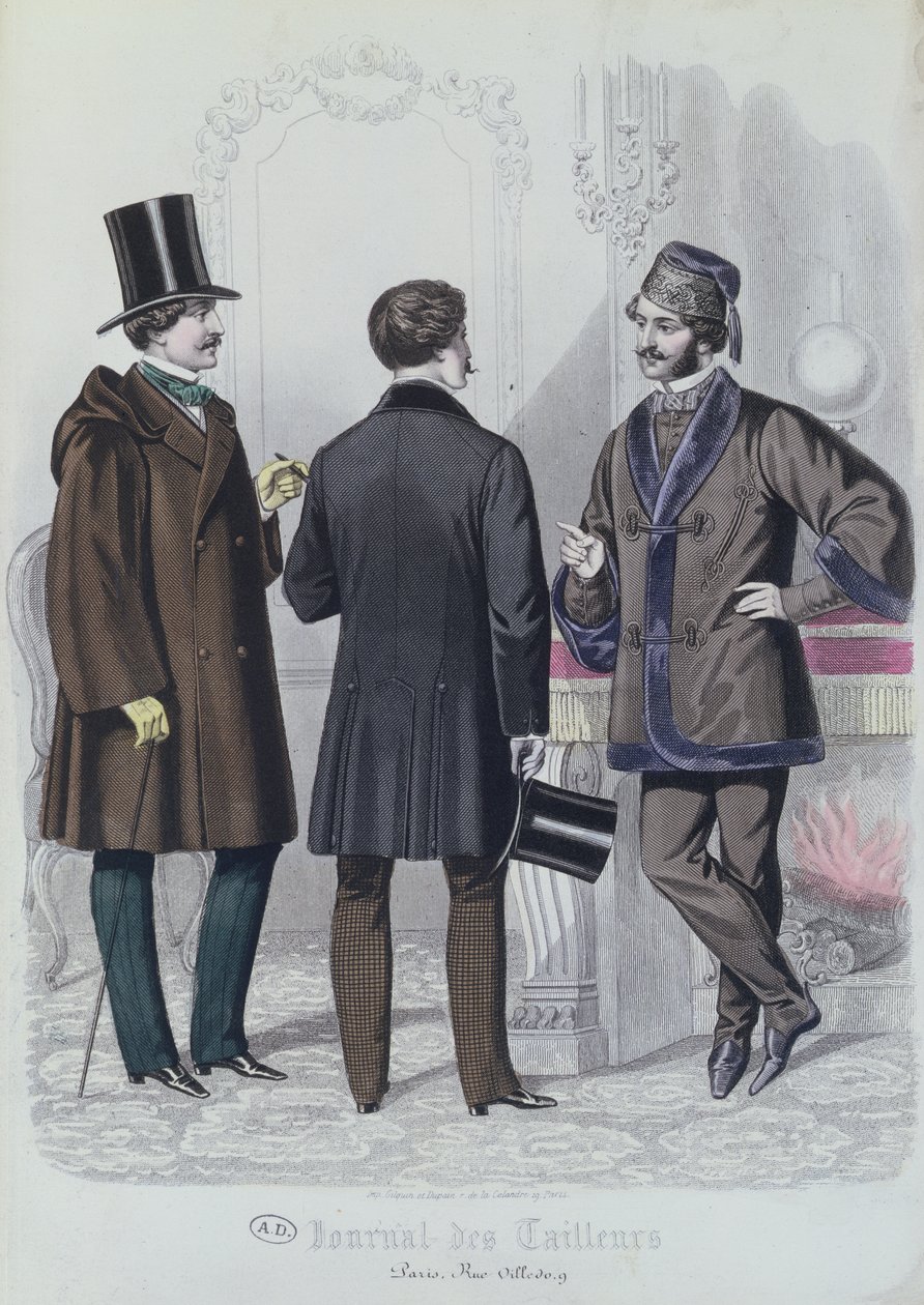 Drei elegante junge Männer, Dezember 1856 von French School