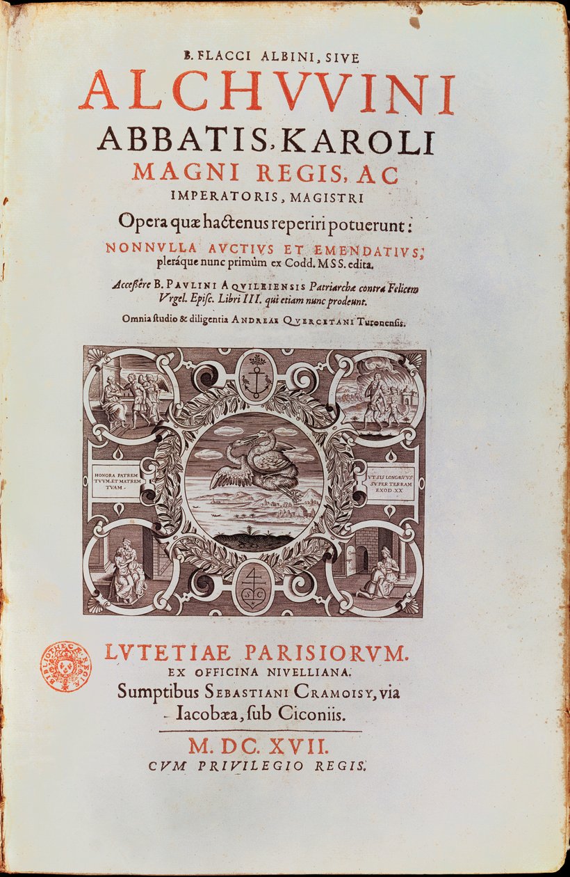 Titelseite von Abbatis Karoli Magni Regis von Alkuin, veröffentlicht 1617 von French School