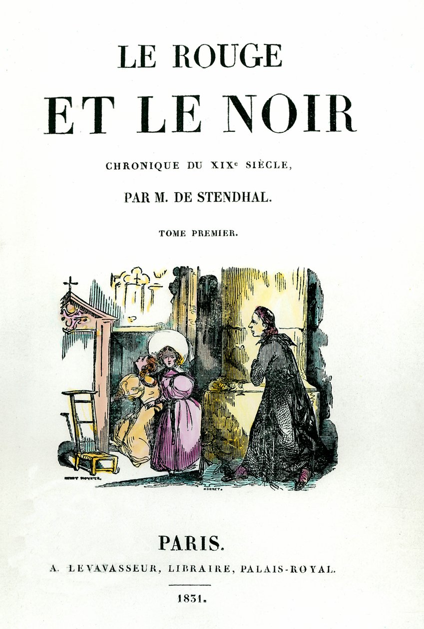 Titelblatt von Stendhals Buch (1783 - 1842) „Rot und Schwarz“ von French School