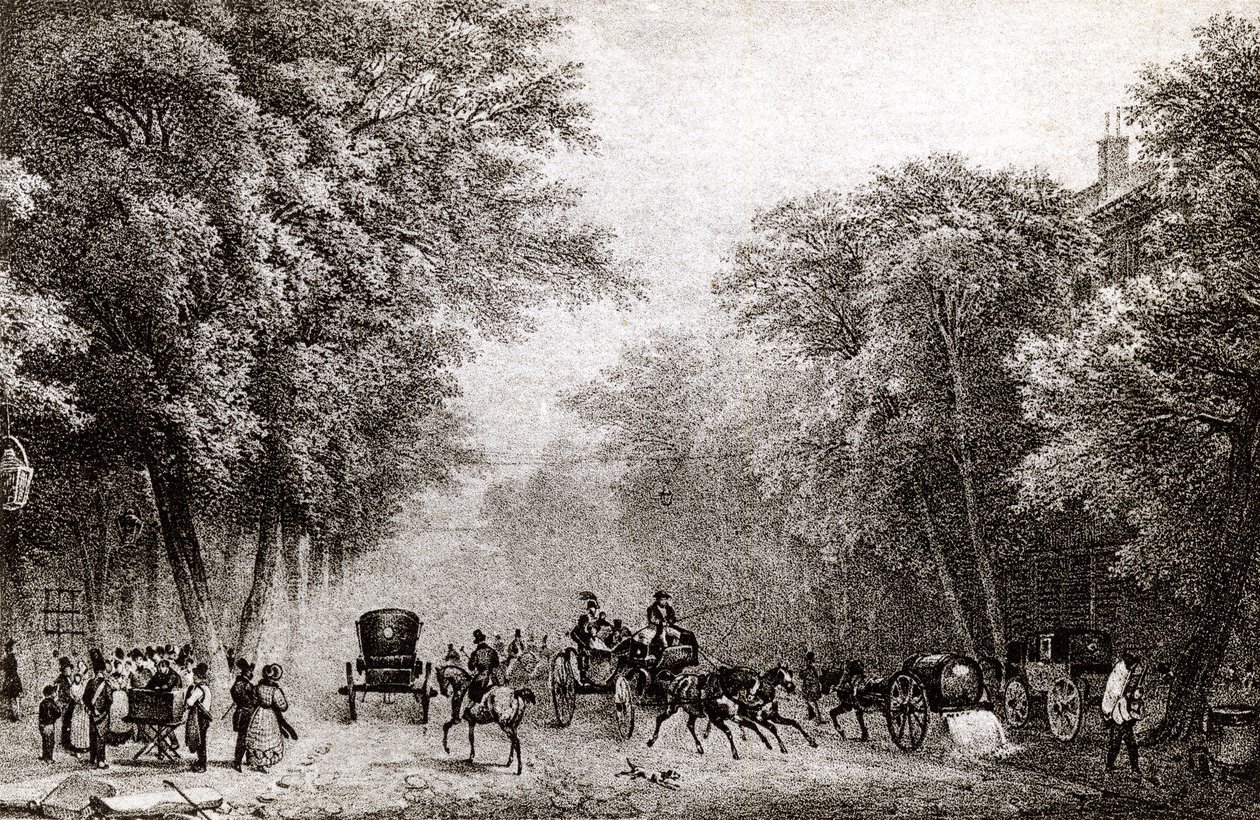Verkehr in Paris, Frankreich, im 19. Jahrhundert, um 1830 von French School