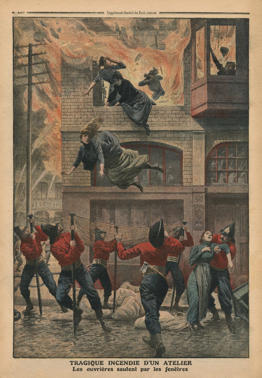 Tragisches Feuer in einer Werkstatt in Newark, New Jersey, Illustration aus 