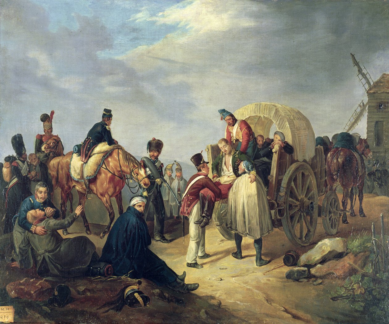 Transport verwundeter Soldaten während der Napoleonischen Kriege von French School