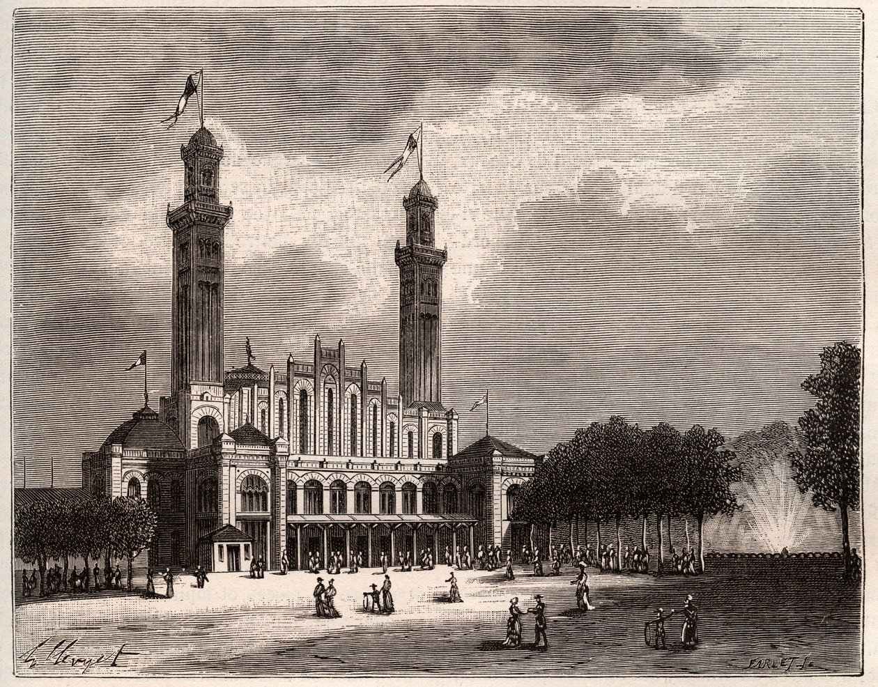Trocadero in Paris - Gravur in „La France illustree: geographie, histoire, administration statistique“ von V.A. Malt-Brown. 1884 von French School