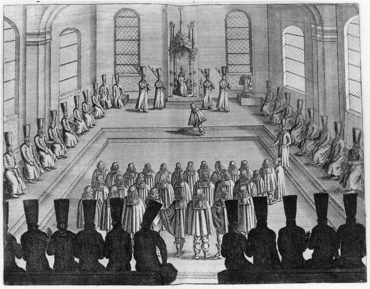 Zar Alexei I. Michailowitsch (1629-76) empfängt eine Botschaft aus dem Westen, aus Band I von Voyages tres-curieux et tres-renommez faits en Muscovie, Tartarie et Perse von Adam Olearius, übersetzt von Wicq von French School