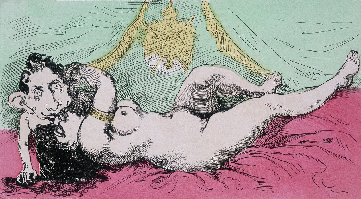 Unter dem Kaiserreich: Die Erziehung eines Prinzen. Karikatur über Eugène Louis Napoleon (1856-1879), Sohn von Napoleon III. 19. Jahrhundert von French School