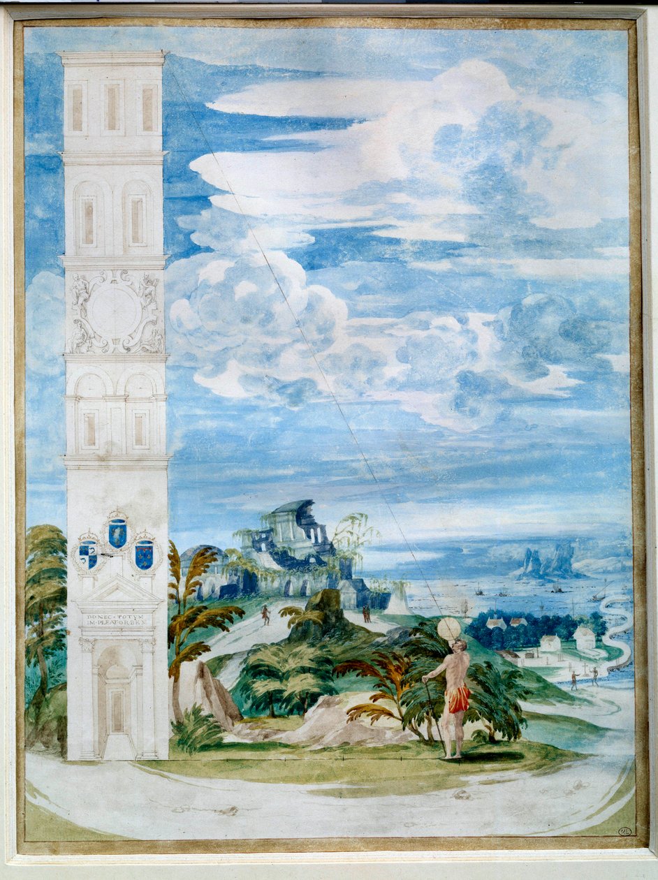 Verwendung eines Astrolabiums, astronomisches Instrument: Zielen auf die Sonne. Aquarell der französischen Schule des 16. Jahrhunderts. Paris, Louvre Museum von French School