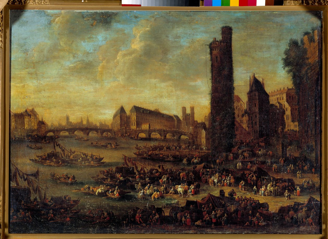 Ansicht von Paris von der Côte de la Cité, aufgenommen vom Tour de Nesles von French School