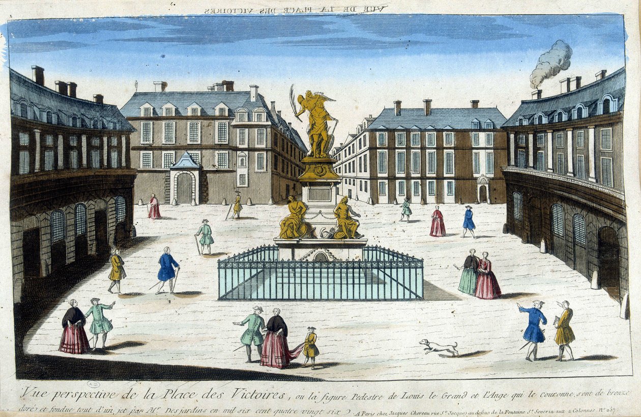 Ansicht der Place des Victoires in Paris - Optische Ansicht von French School