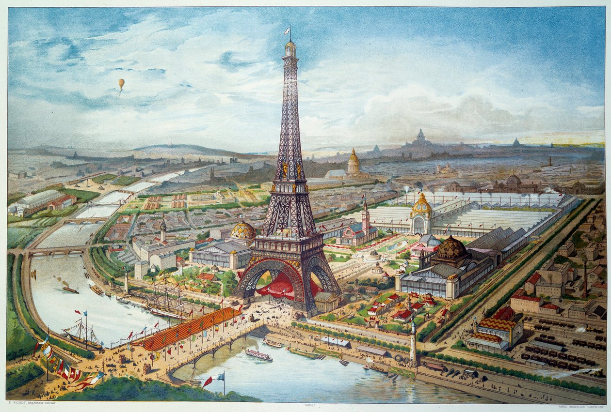 Ansicht der Weltausstellung 1889 in Paris. Gravur von 1889. Paris, Decorative Arts von French School