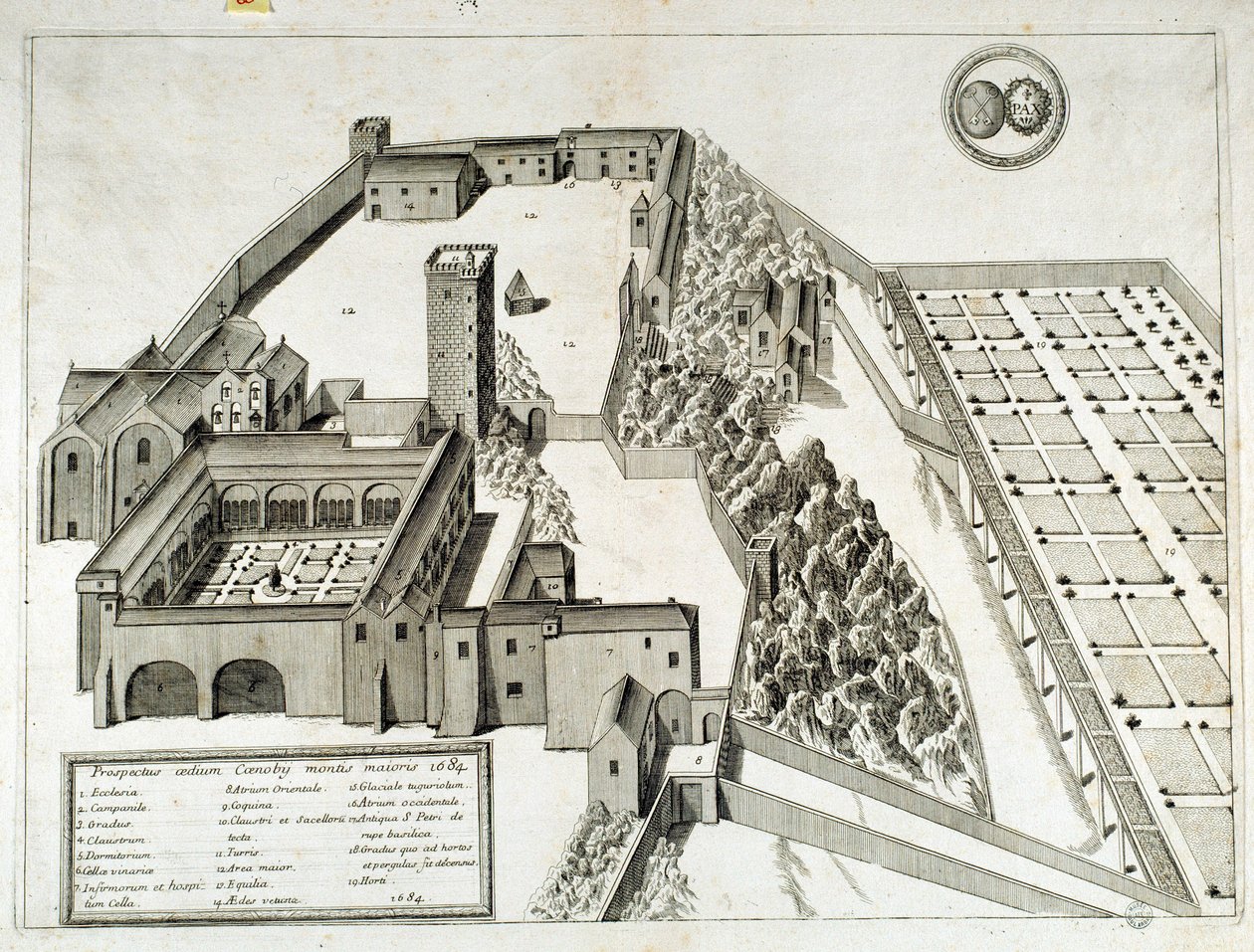 Ansicht der Benediktinerabtei Saint Pierre de Montmajour (oder Mont Majour), gegründet 948, Arles, Frankreich von French School