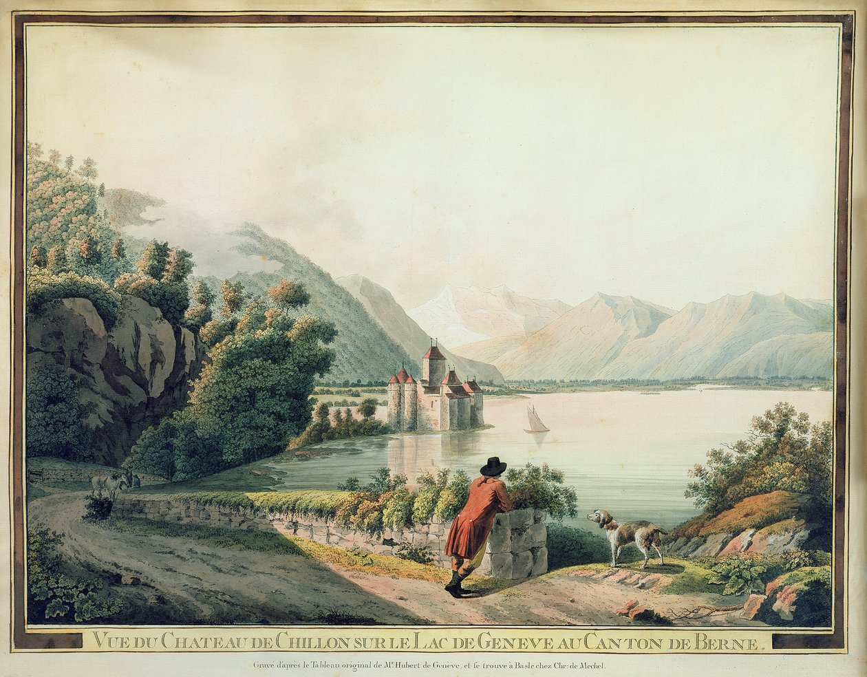 Ansicht des Château de Chillon, Genfersee von French School
