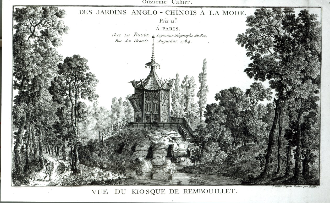 Ansicht des Kiosks in Rambouillet, aus Jardins Anglo-Chinois a la mode von George Louis le Rouge, veröffentlicht 1775-78 von French School