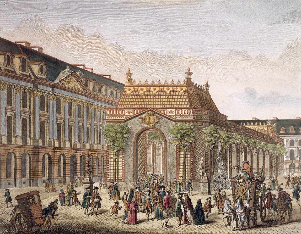 Ansicht des Place de Louis le Grand, mit einem der Räume, gebaut anlässlich der Hochzeit von Monseigneur le Dauphin (Detail) von French School