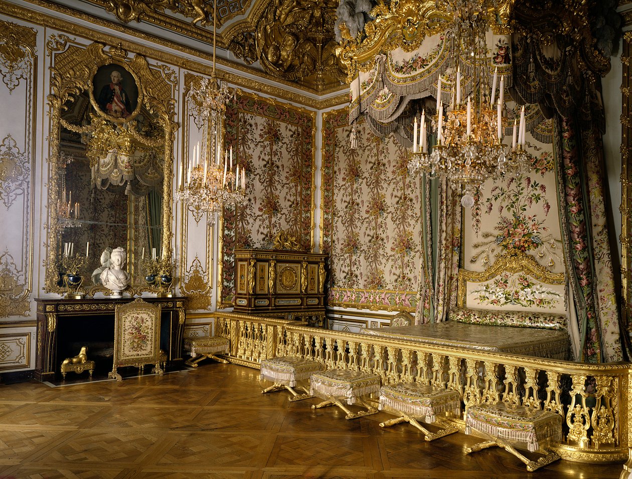 Ansicht des Zimmers der Königin von Frankreich Marie Antoinette von Habsburg-Lothringen (1755-1793). Versailles, Schlossmuseum von French School