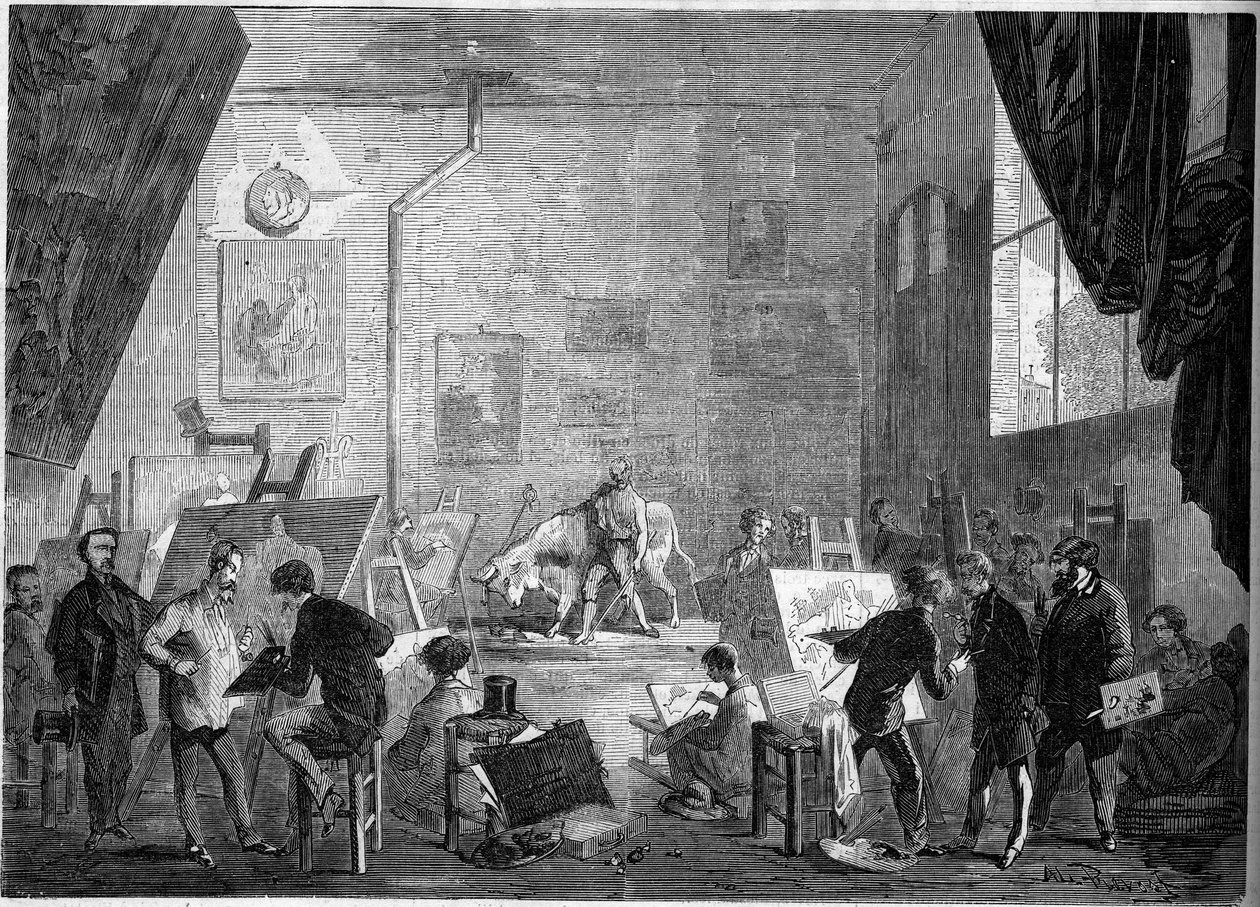 Ansicht des Ateliers des Malers Gustave Courbet (1819-1877), rue Notre Dame des Champs in Paris von French School