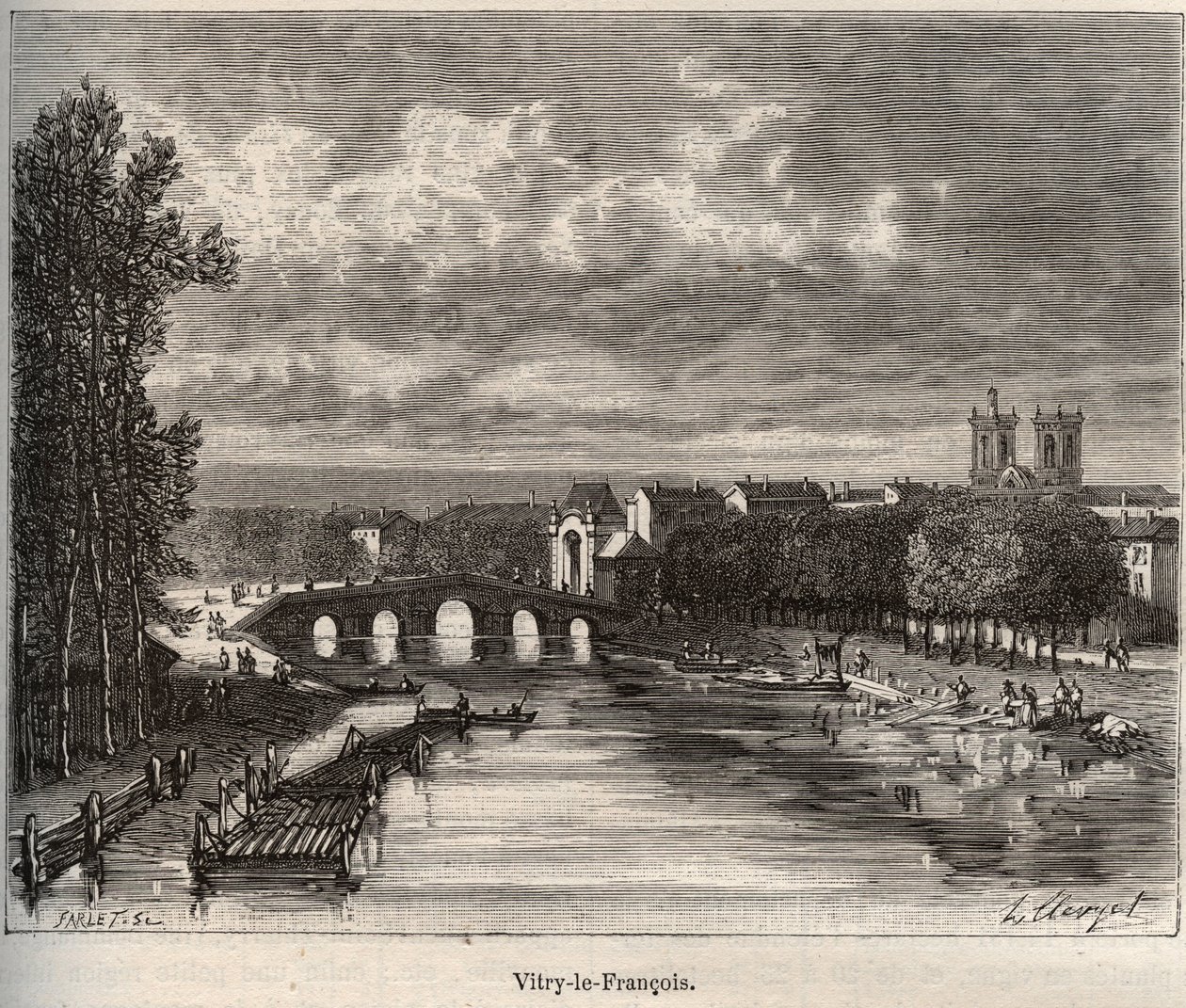 Vitry-le-Francois (Vitry le Francois) Departement der Marne - Gravur in „La France illustree: geography, history, statistical administration“ von V.A. Malt-Brown. 1884 von French School