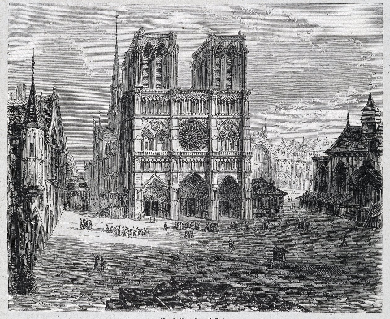 Ansicht von Notre-Dame de Paris - in „Paris durch die Jahrhunderte“ von H. Gourdon de Genouillac, ed. F. Roy, Paris von French School