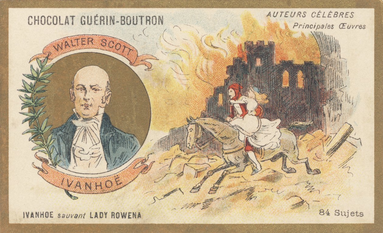 Walter Scott (1771-1832), schottischer Dichter, Schriftsteller und Historiker, Autor von „Ivanhoe“, Roman (1819) von French School