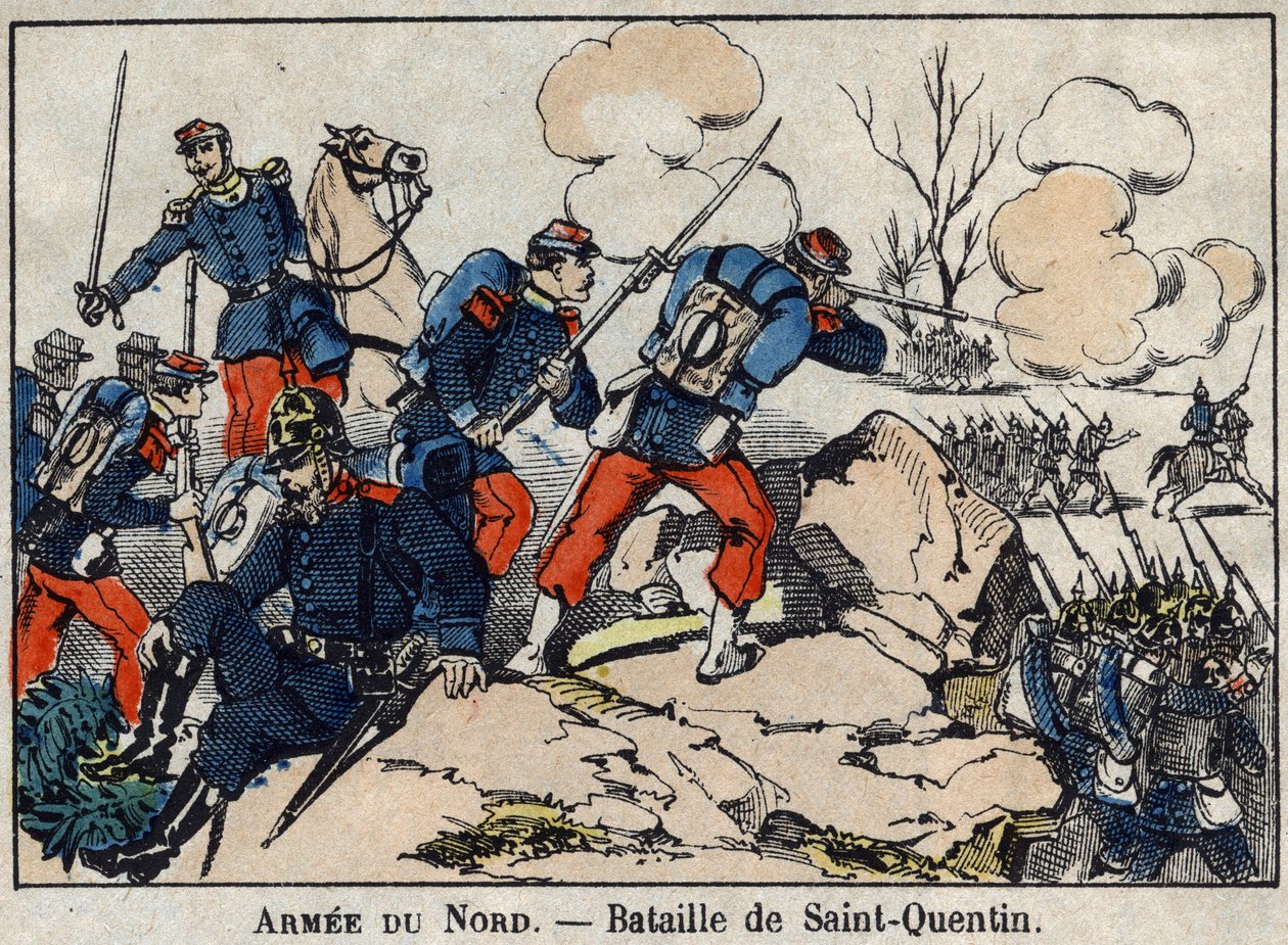 Krieg von 1870 zwischen Frankreich und Preußen: Die Schlacht von Saint Quentin im Januar 1871. Bild von Epinal. von French School