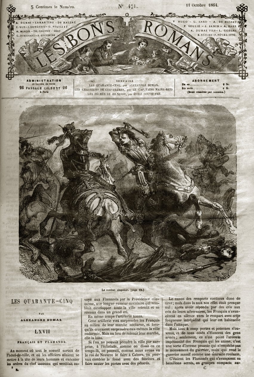 Religionskriege - Die Fünfundvierzig - Französisch und Flämisch - Die besondere Schlacht von Henri de Joyeuse (1563-1608) - Die guten Romane 1864 - Alexandre Dumas Vater von French School