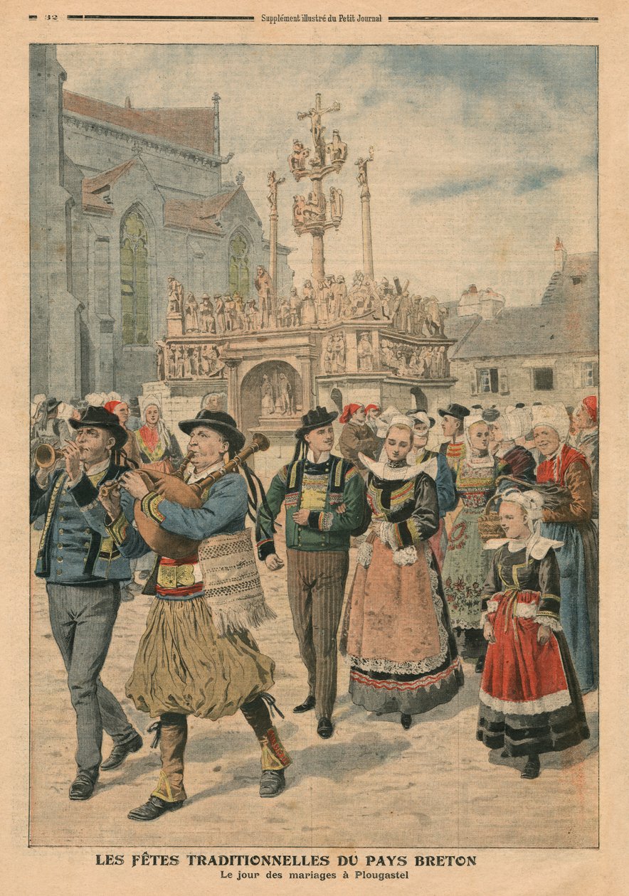 Hochzeitstag in Plougastel, Bretagne, Illustration aus Le Petit Journal, supplement illustre, 27. Januar 1907 von French School