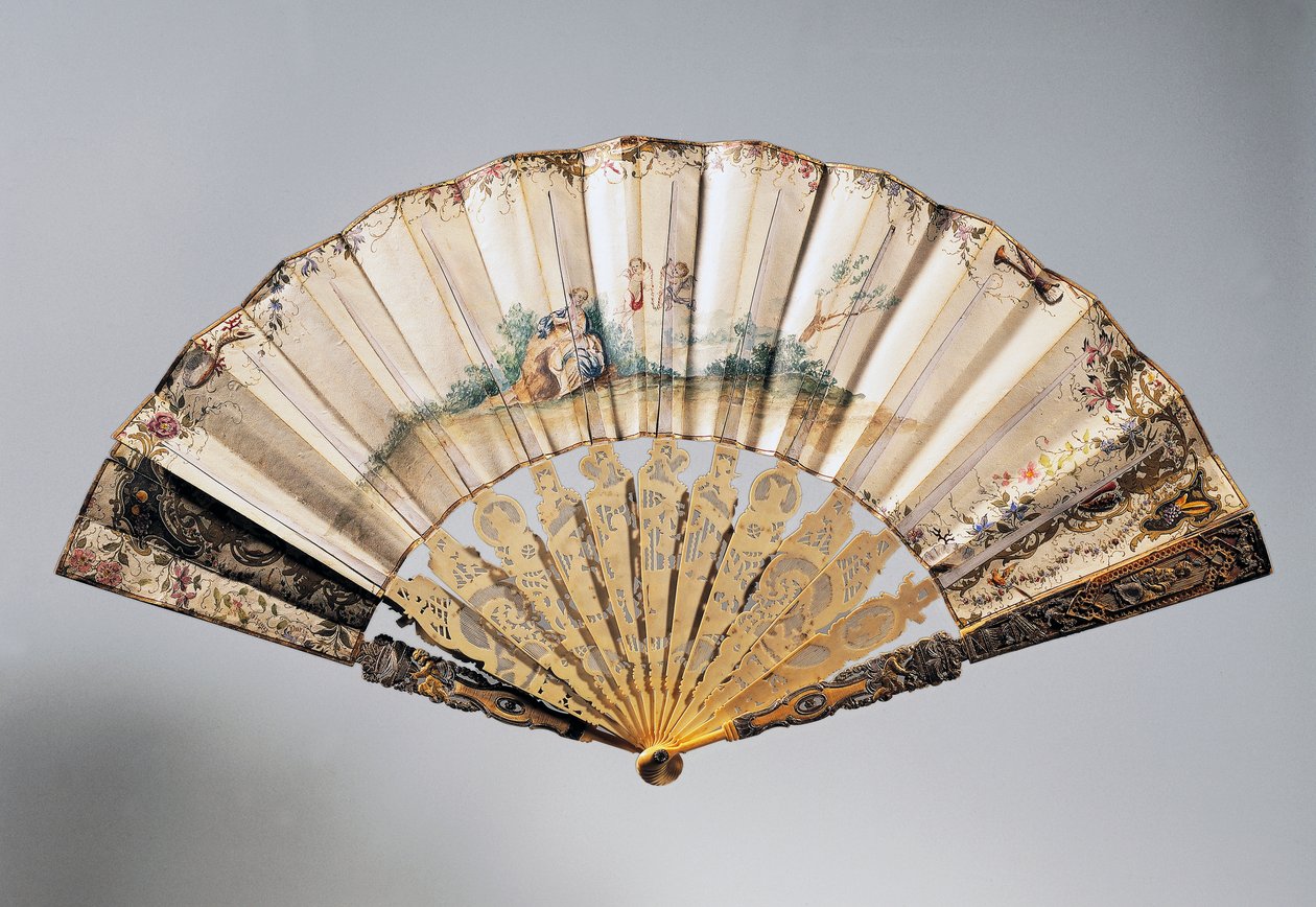 Hochzeitsfächer mit Putten und Bathseba, Louis XVI Stil von French School