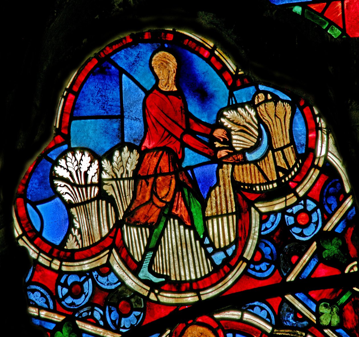 Fenster Ew mit den Monatsarbeiten: Juli von French School