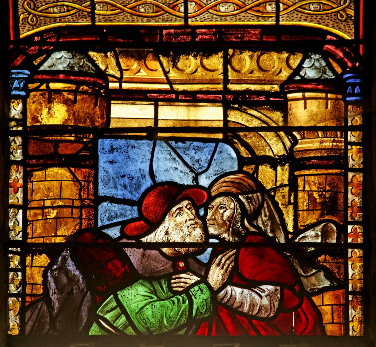 Fenster mit der Heiligen Anna und Joachim am Goldenen Tor von French School
