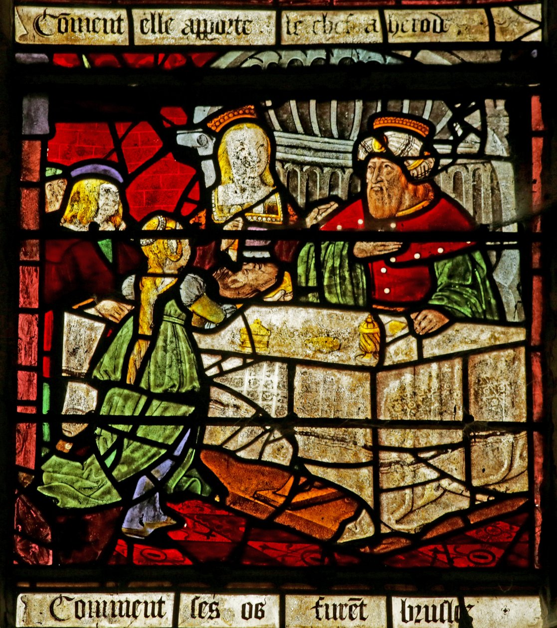 Fenster mit dem Heiligen Johannes dem Täufer und Herodes, der seinen Kopf erhält von French School