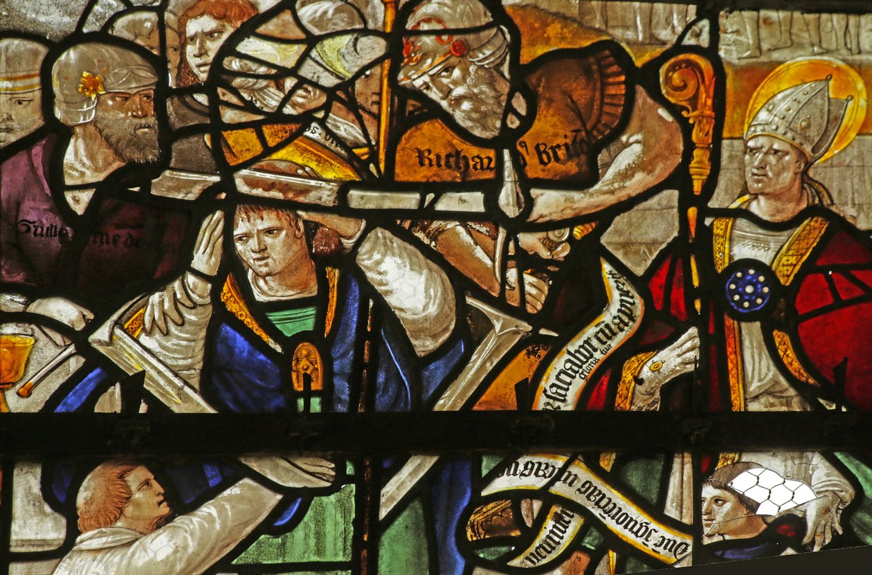 Fenster, das den Mord an Thomas Becket zeigt, 16.-17. Jahrhundert von French School
